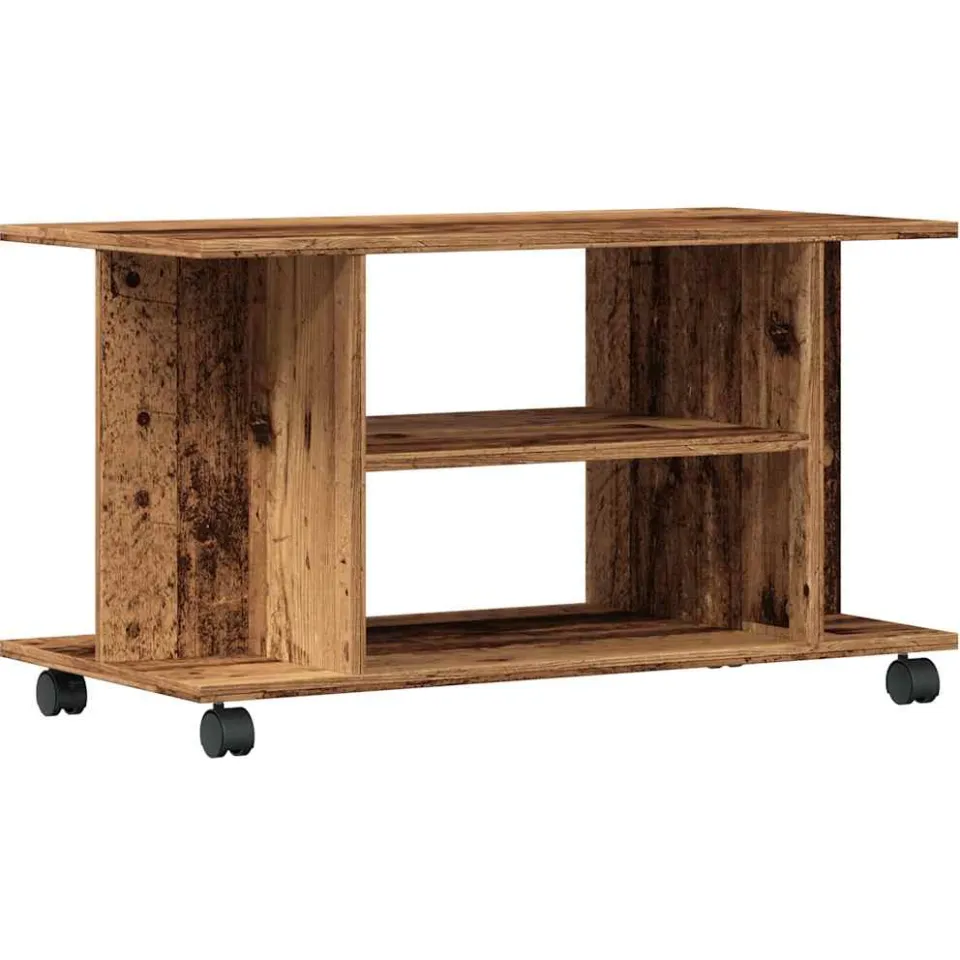 vidaXL Tv-meubel met wieltjes 80x40x45 cm bewerkt hout oud houtkleurig Bruin