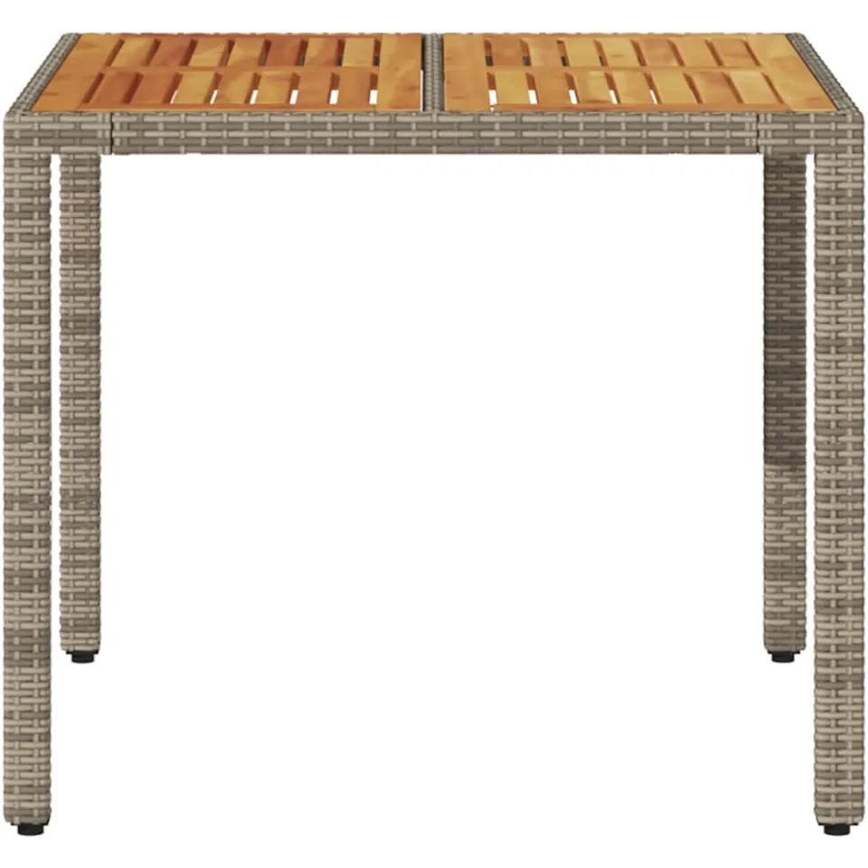vidaXL Tuintafel met acaciahouten blad 90x90x75 cm poly rattan grijs