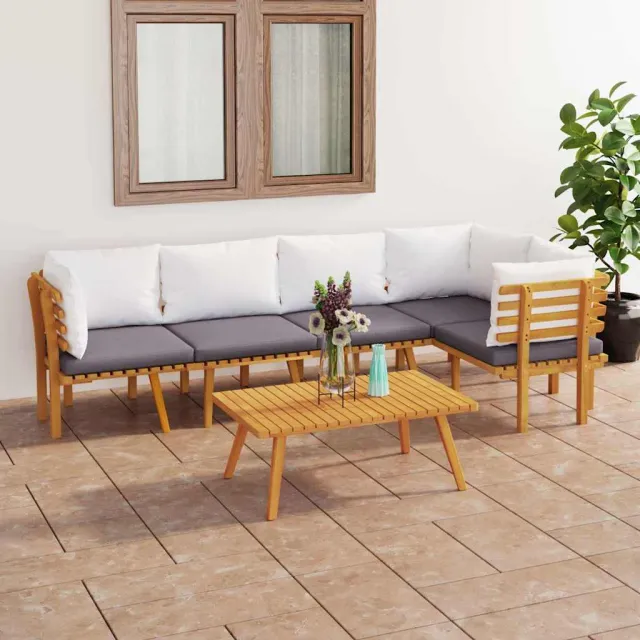 vidaXL 6-delige Loungeset met kussens massief acaciahout bruin, foto 2