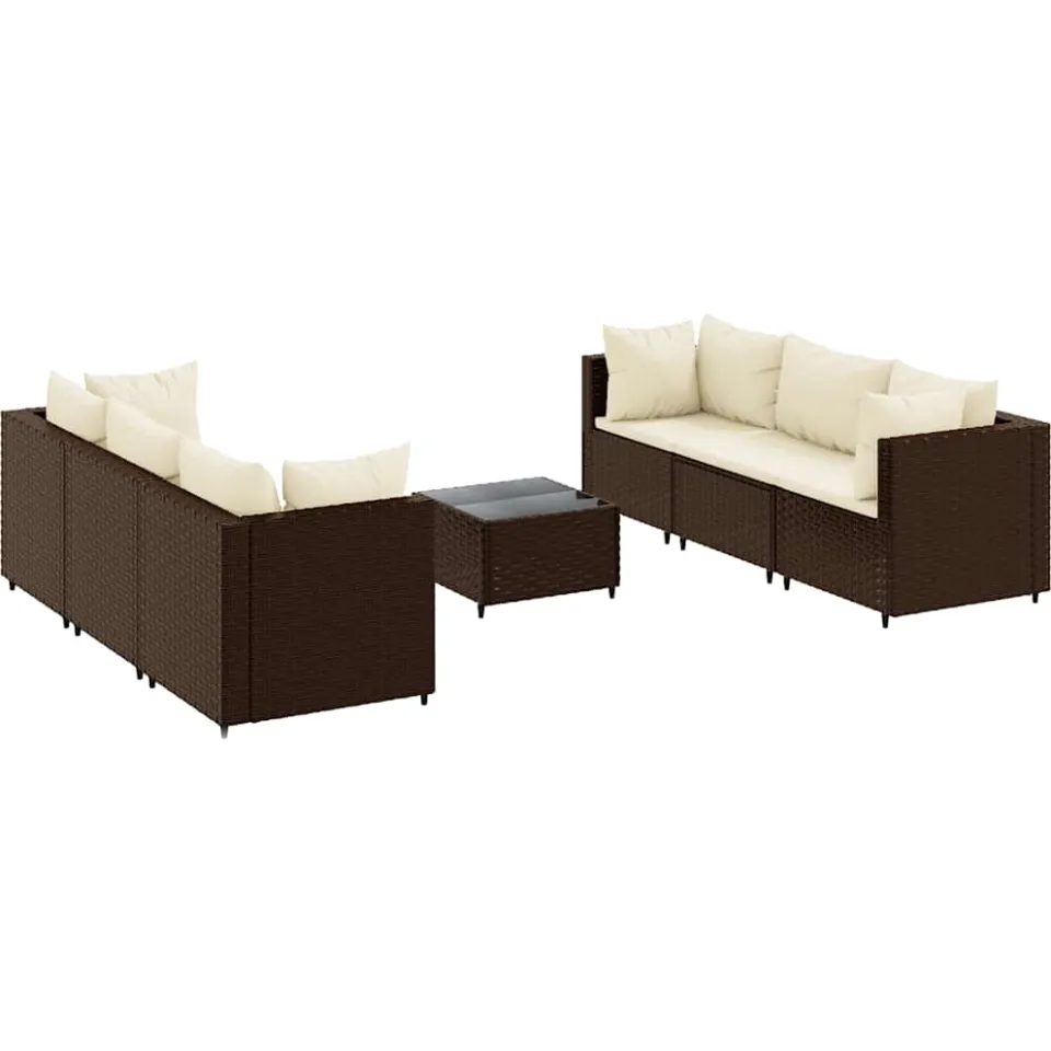 vidaXL 7-delige Loungeset met kussens poly rattan bruin, foto 3
