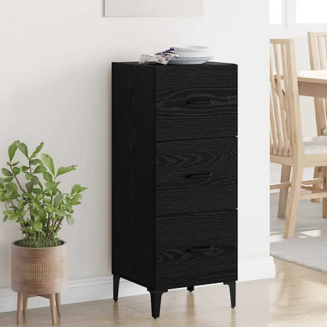 vidaXL Dressoir Zwart Eiken 34,5 x 34 x 90 cm Bewerkt hout, foto 2