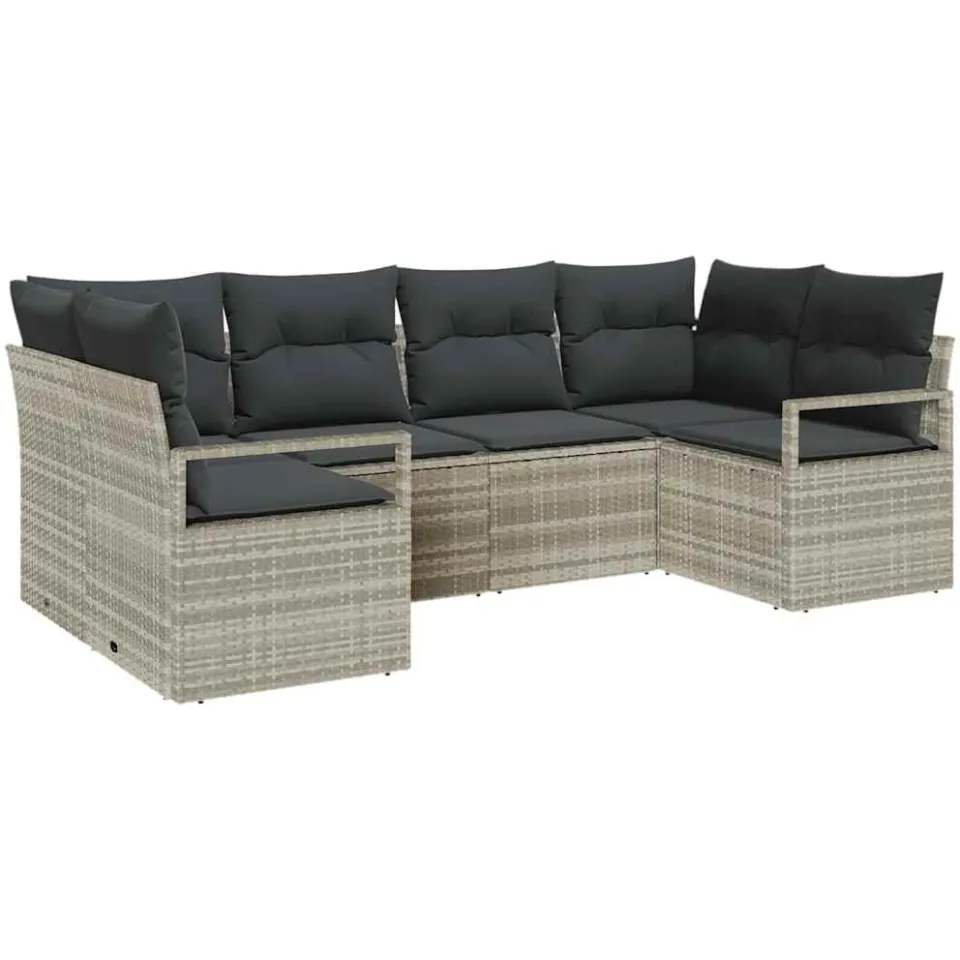 vidaXL Bankstel 6 st Lichtgrijs poly rattan