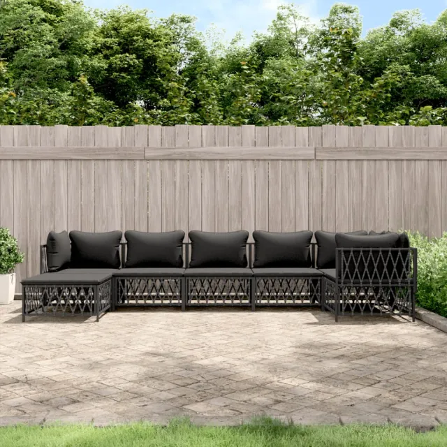 vidaXL 7-delige Loungeset met kussens staal antracietkleurig, foto 2