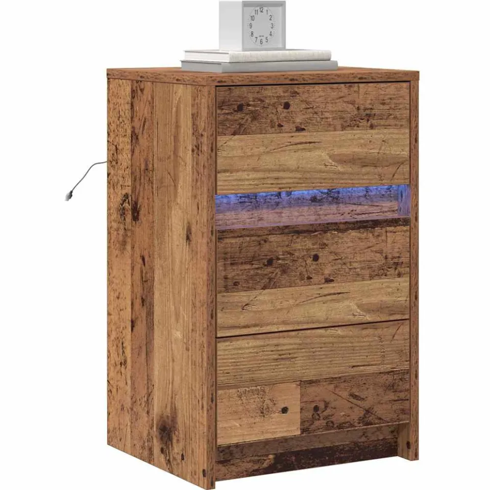 vidaXL Nachtkastje Oudhout 38 x 34 x 61 cm Bewerkt hout Bruin