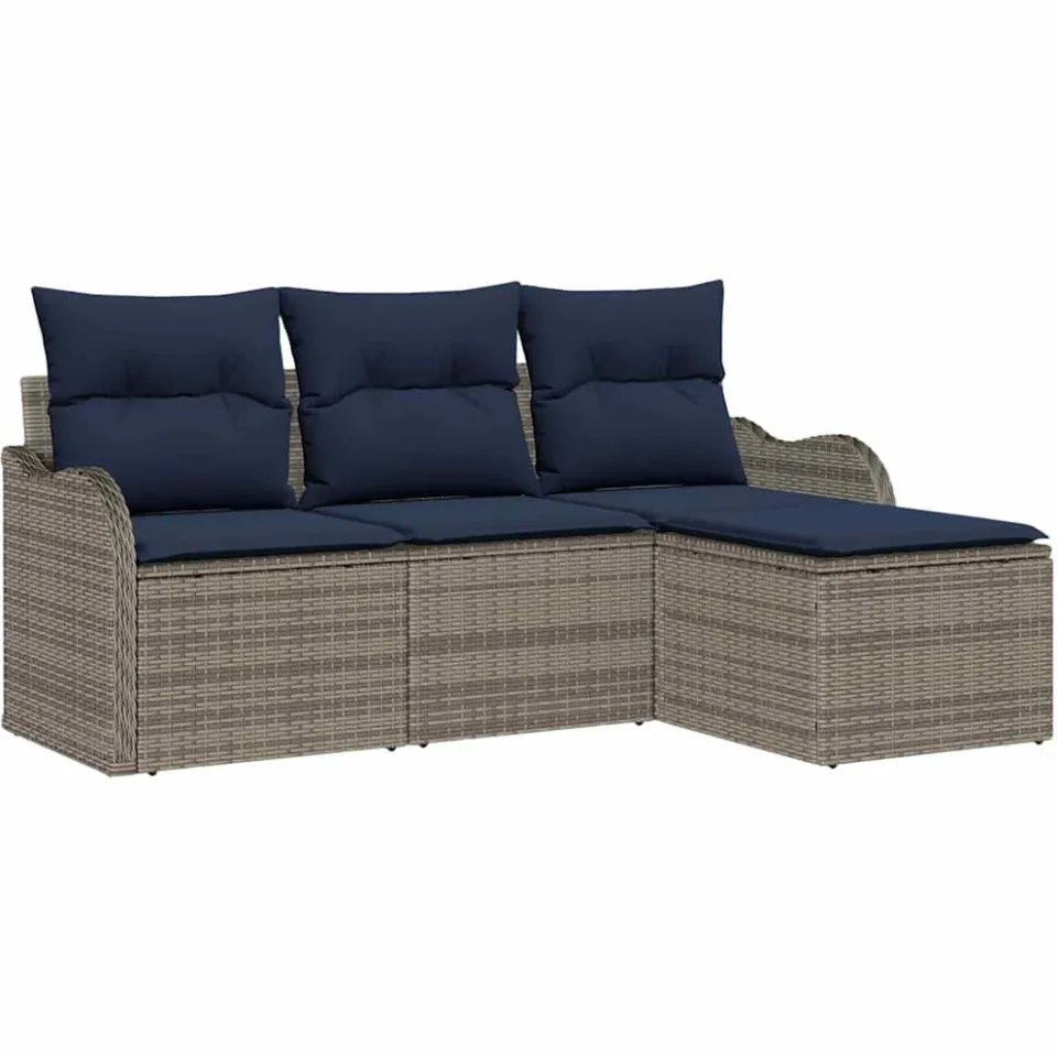 vidaXL Tuin Sofa Set Grijs poly rattan