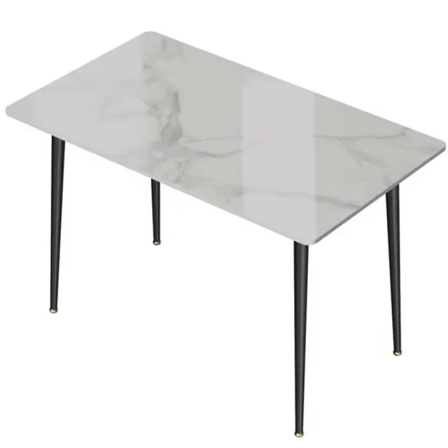 In And Outdoormatch Luxe Marmeren Eettafel - 4-6 Personen - Gesinterd Stenen Blad - Metalen Poten - Modern Design Voor Keuken & Restaurant - Eettafel - Wit