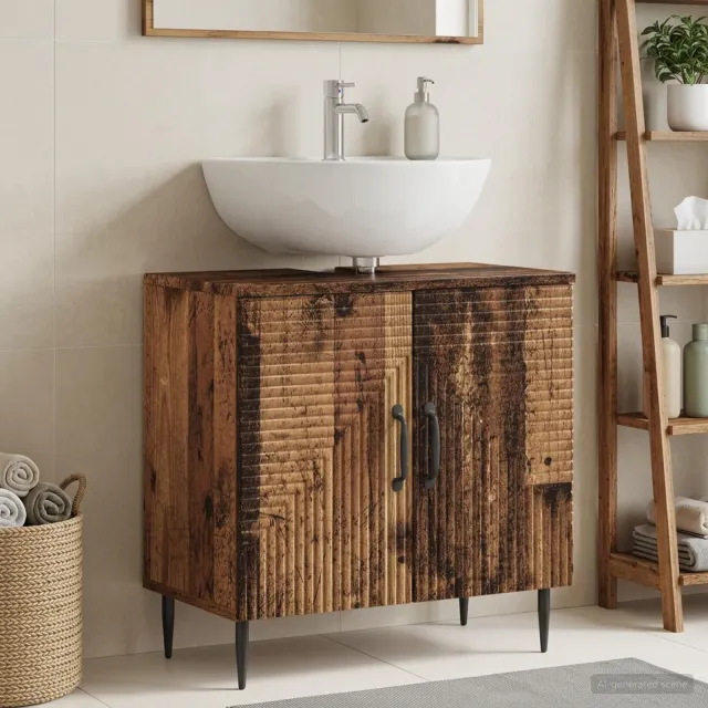 vidaXL Badkamer wastafelkast HAARLEM Oud hout 59,5 x 31,5 x 59 cm Bruin