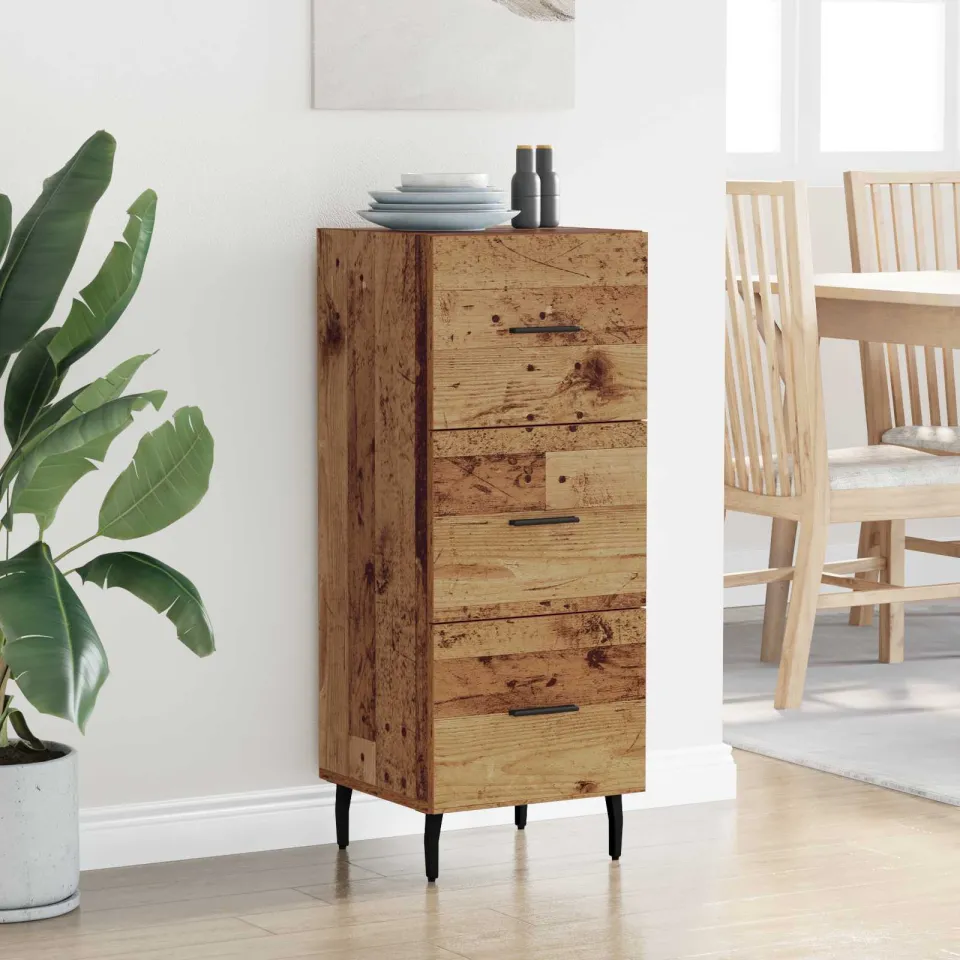 vidaXL Dressoir Oud hout 34 x 34.5 x 90 cm Bewerkt hout bruin, foto 3