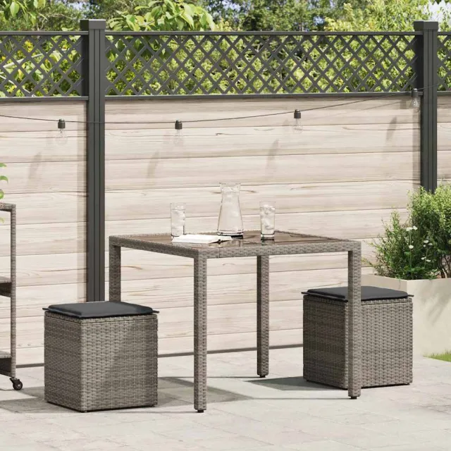 vidaXL Tuinkrukken met kussens 2 st 40x40x43 cm poly rattan grijs, foto 2