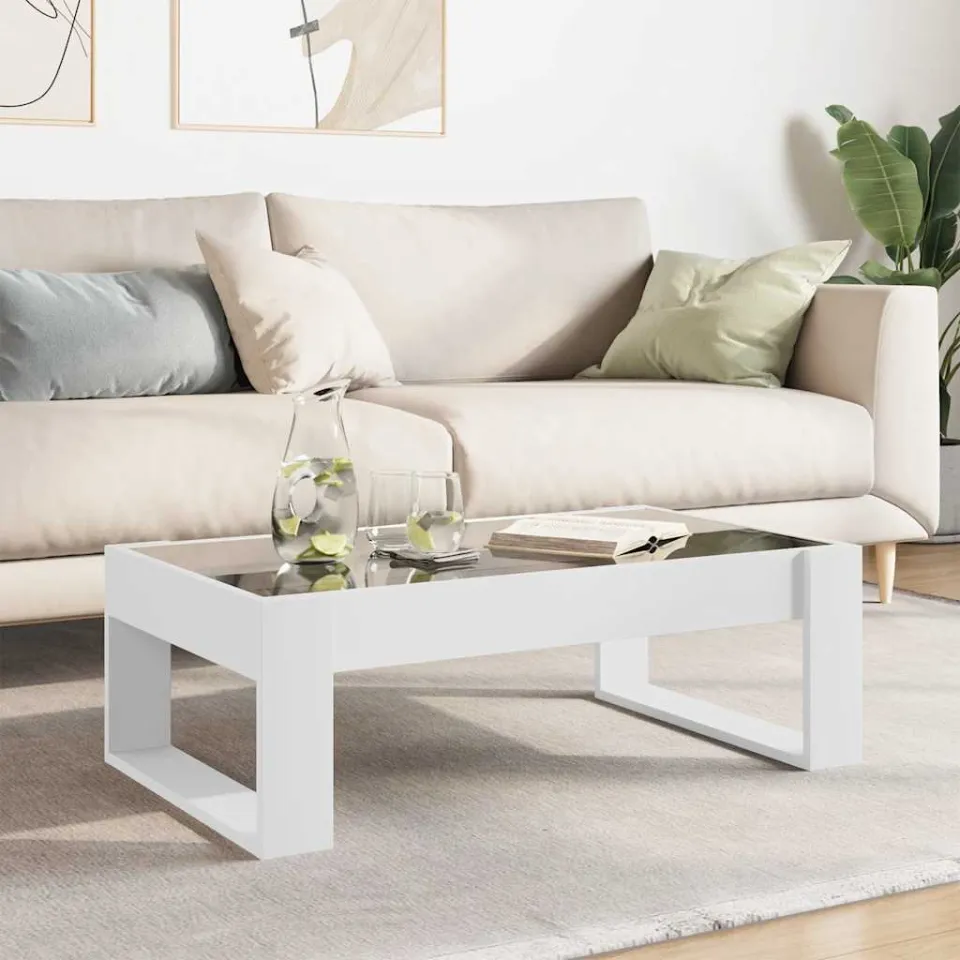 vidaXL Salontafel met Infinity LED 90x53x30 cm wit, foto 3