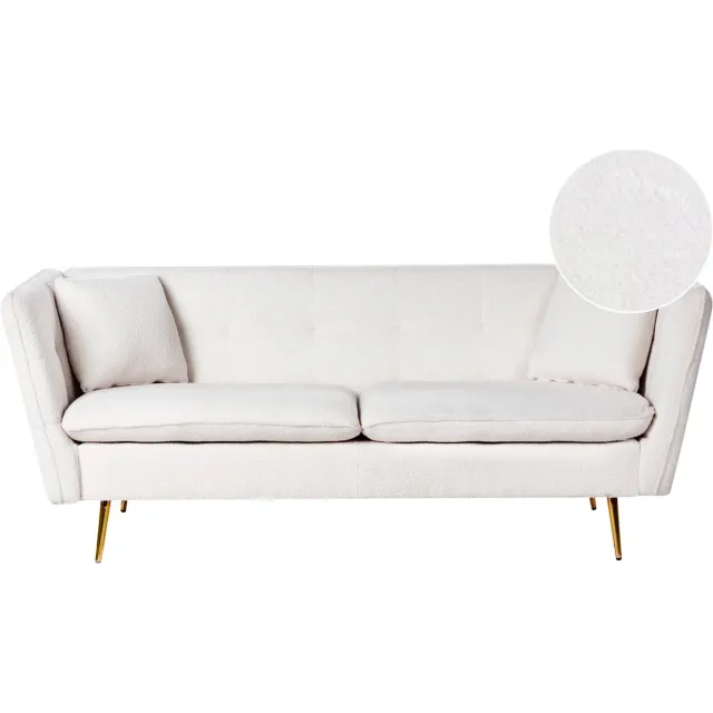 Beliani FREDERICA - Driezitsbank - Gebroken wit - Bouclé