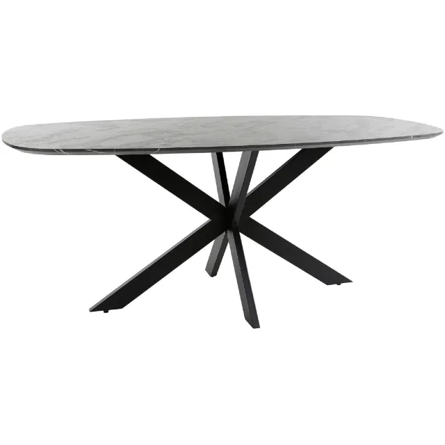 Nest of Nora Eettafel met kruispoot Jorin - Deens ovaal 180 cm - Grafiet keramieklook Grijs