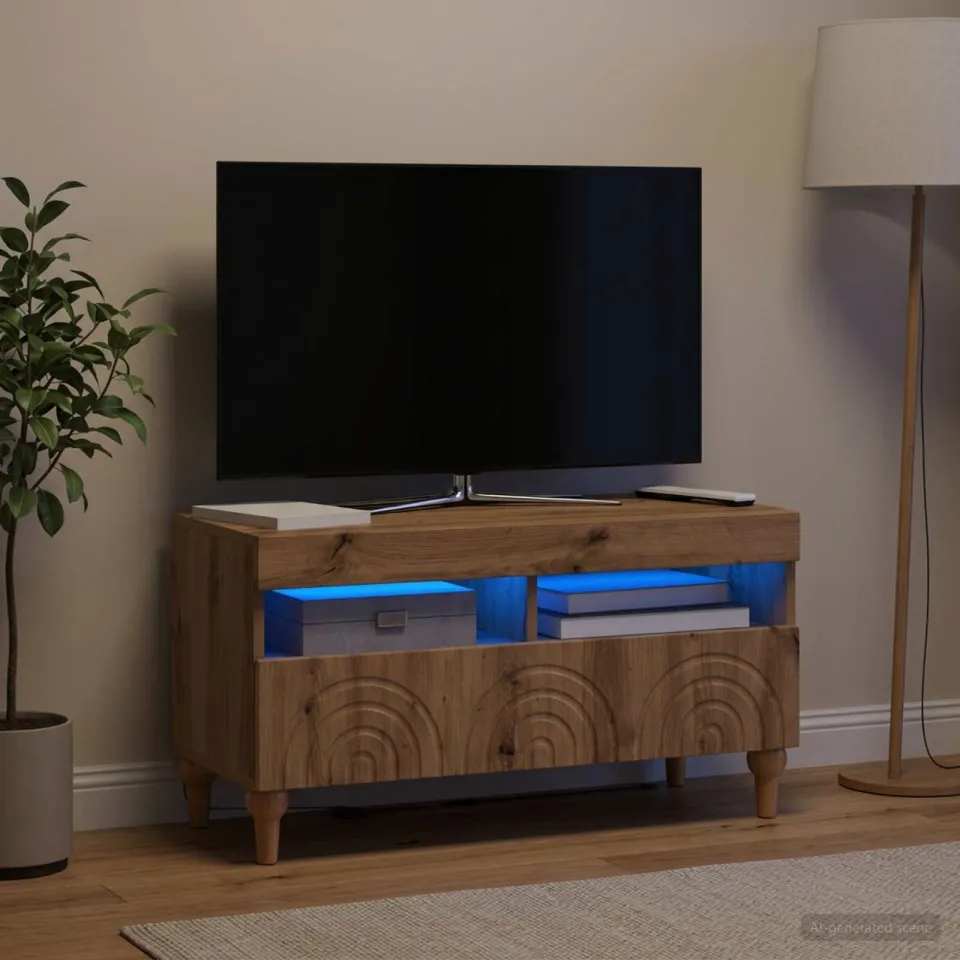 vidaXL LED tv-meubel ALKMAAR 81 x 35 x 43 cm Artisanaal eiken, foto 4