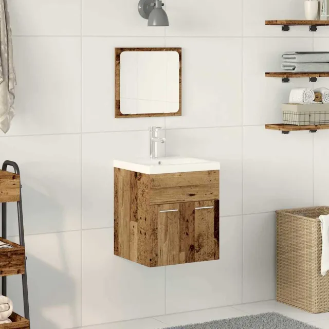 vidaXL Badkamermeubelset 3 st Oudhout Bewerkt hout Bruin