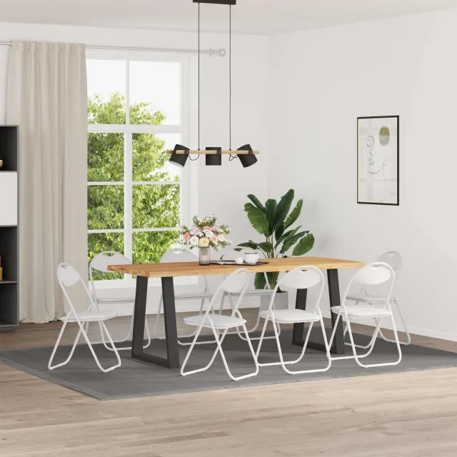 vidaXL Inklapbare stoel 8 st Nep Leer Wit 48 x 43,5 x 81 cm, foto 2