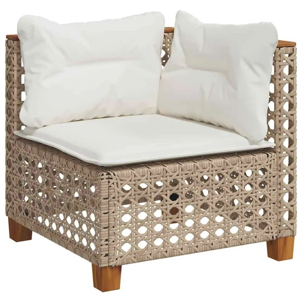 vidaXL 8-delige Loungeset met kussens poly rattan beige