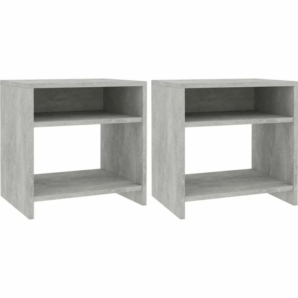 vidaXL Nachtkastjes 2 st 40x30x40 cm bewerkt hout betongrijs grijs, foto 3