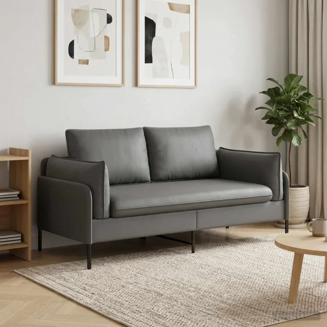 vidaXL 2-Zits Sofa 2-zits Donkergrijs 188 x 81 x 89 cm fluweel