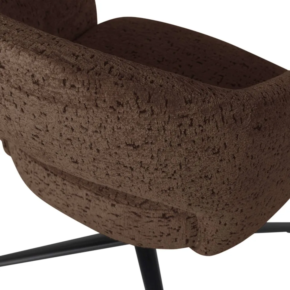 WOOOD Pico Draaifauteuil - Wollig Structuur - Bruin - 74x71x69, foto 5
