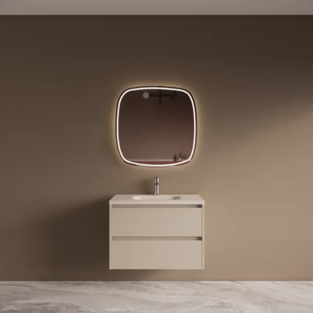 Boss & Wessing BWS Riga Kasjmier Badmeubelset Met Wastafel 80 cm Travertin Sintered Stone Keramisch