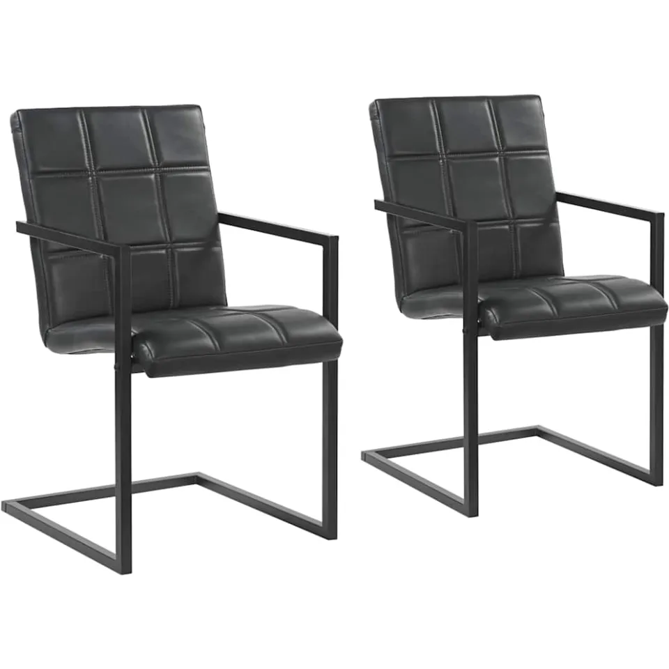 vidaXL Eetkamerstoelen 2 st echt leer zwart