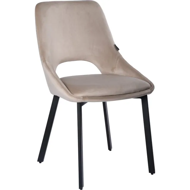 ExitoDesign LUMO - Eetkamerstoel - Weluurbekleding - Metaal - Beige Beige;Zwart