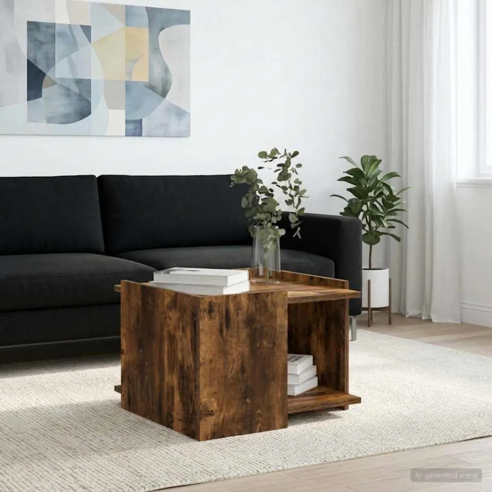 vidaXL Salontafel Gerookt eiken 50,5 x 50 x 33 cm Bewerkt hout, foto 4