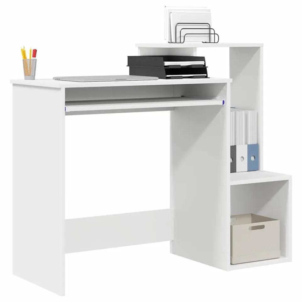 vidaXL Bureau Wit 106 x 41 x 88,5 cm Bewerkt hout