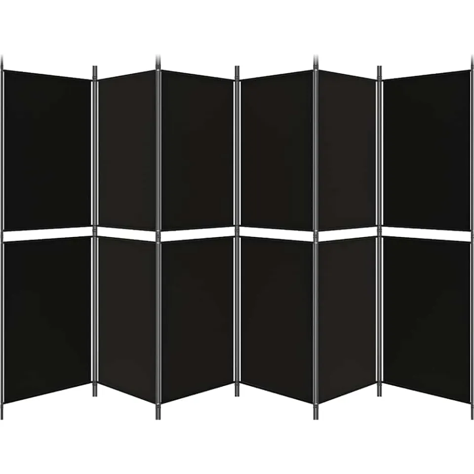 vidaXL Kamerscherm met 6 panelen 300x180 cm stof zwart, foto 4