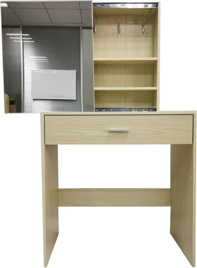 VDD Kaptafel make up visagie opmaaktafel met spiegelkastje en opberglade lichtbruin