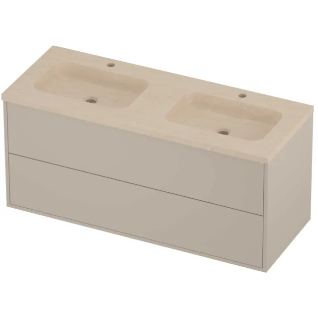 Proline Rollo Badmeubelset Hardsteen Elegant 2 Kraangaten 120x46x54 cm Sand Stone Soft Linen Beige