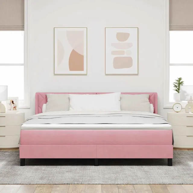 vidaXL Boxspringbed met hoofdeinde Roze 200 x 180 cm Fluweel