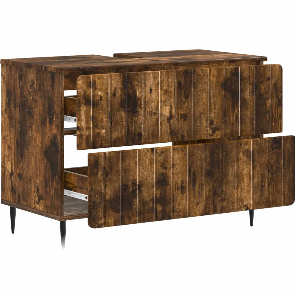 vidaXL Badkamer wastafelkast ZWOLLE Gerookt eiken 82 x 41 x 58,5 cm Bruin