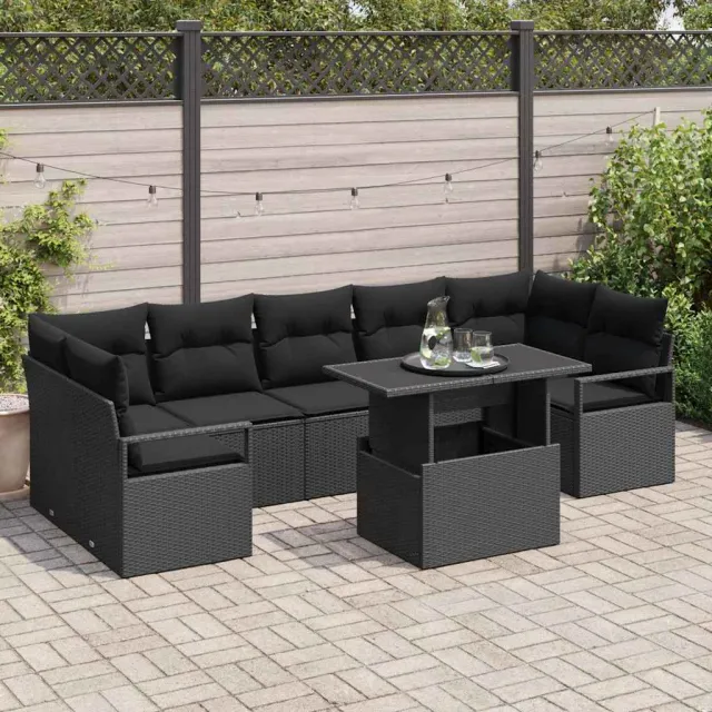 vidaXL Tuin Sofa Set 8 st Zwart Poly riet, foto 2