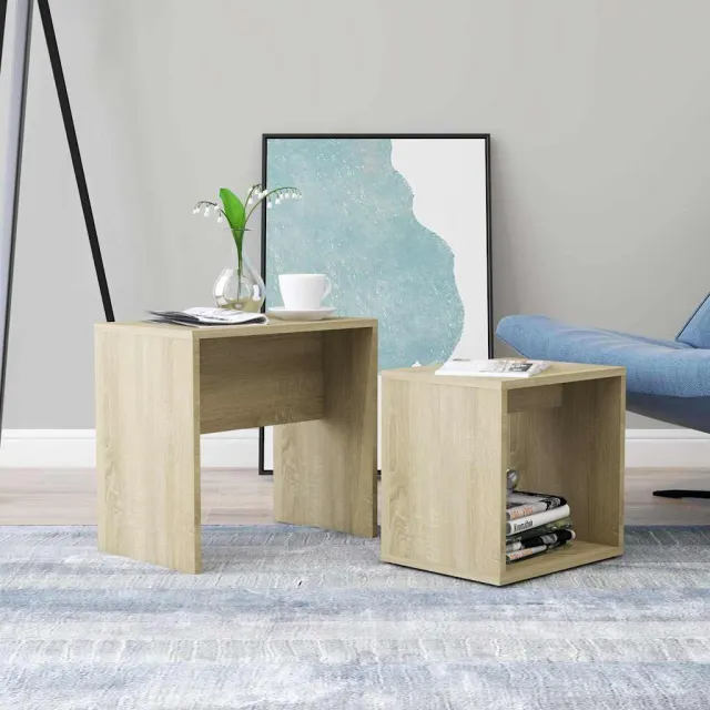 vidaXL Salontafelset 48x30x45 cm bewerkt hout sonoma eikenkleurig, foto 2