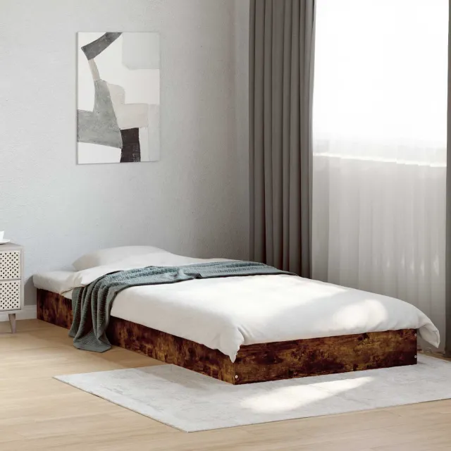 vidaXL Vloerbedframe Gerookt eiken 80 x 200 cm Bewerkt hout Bruin