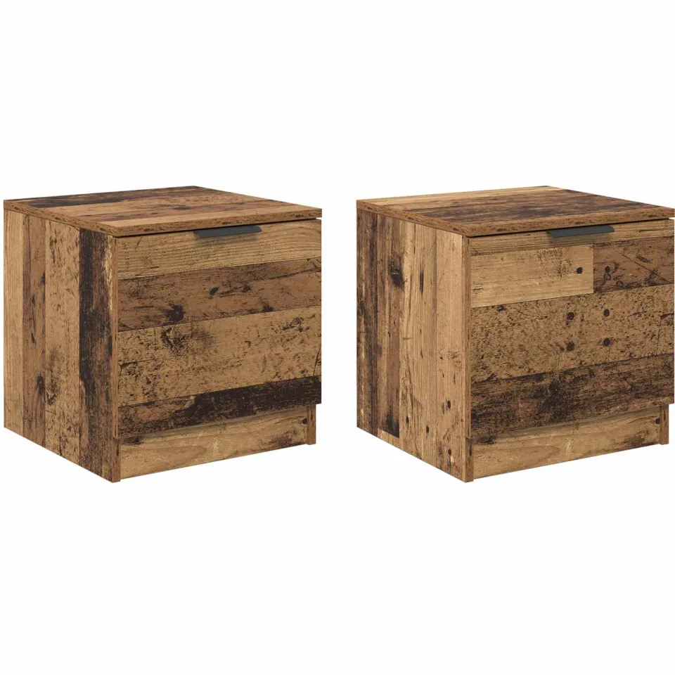 vidaXL Bed kast 2 st Oudhout 40 x 39 x 40cm Bewerkt hout bruin, foto 3