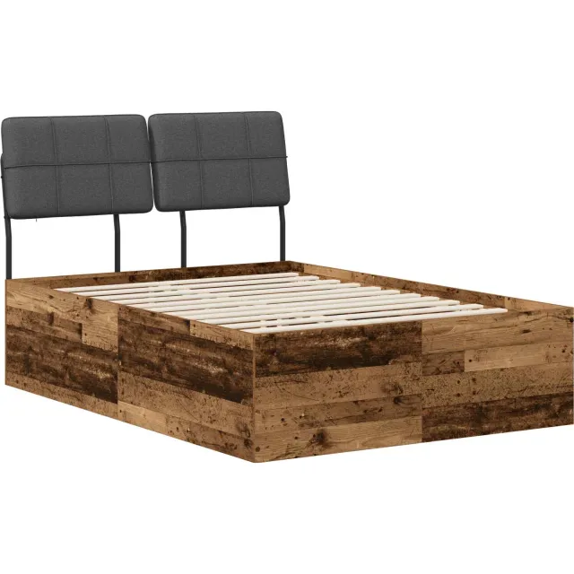 vidaXL Tweepersoonsbed met hoofdbord Oud hout en donkergrijs Bruin