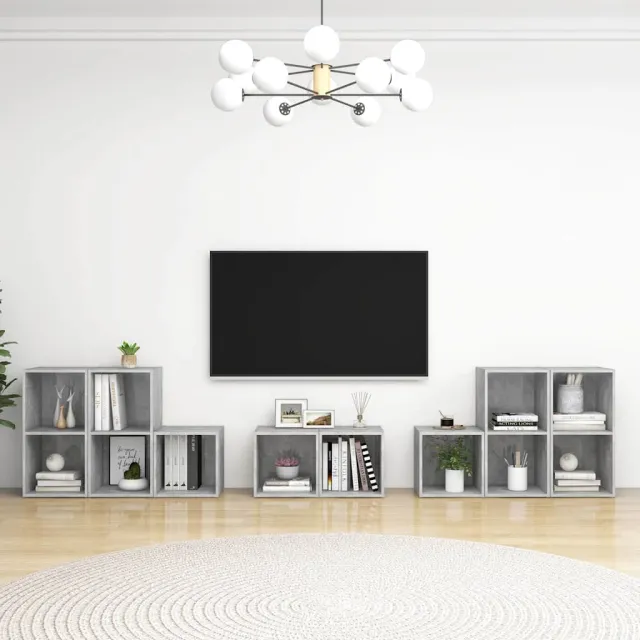 vidaXL 8-delige Tv-meubelset bewerkt hout betongrijs grijs, foto 2