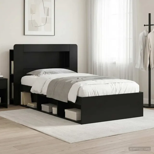 vidaXL Bedframe met opslag Zwart 90 x 200 cm Bewerkt hout