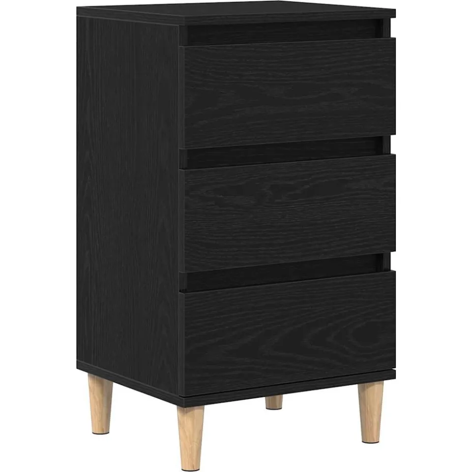 vidaXL Nachtkastje Zwart Eiken 40 x 35 x 70 cm Bewerkt hout, foto 3