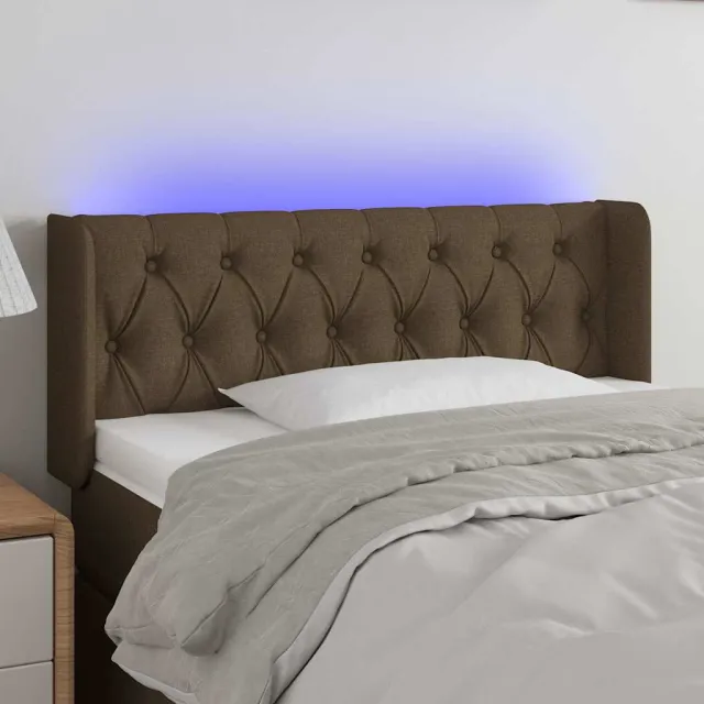 vidaXL Hoofdbord LED 103x16x78/88 cm stof donkerbruin bruin