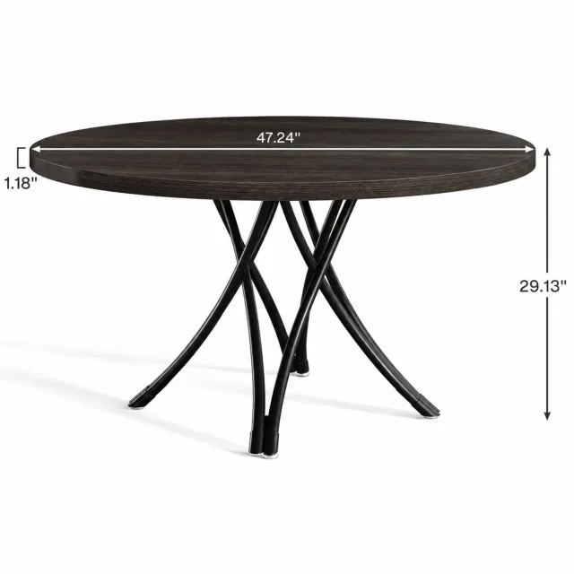 Production of Ideas Ronde Eettafel - 4-6 Personen - Eenvoudige Montage - Geen Draaitafel - Compact - Hout Zwart