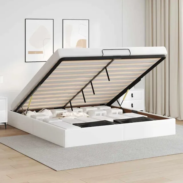 vidaXL Bedframe zonder matras 200x200 cm kunstleer wit