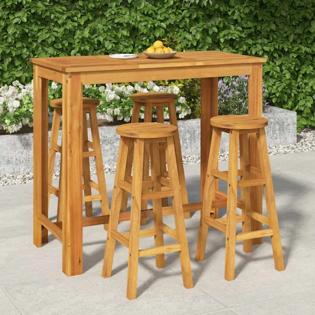 vidaXL 5-delige Tuinbarset massief acaciahout bruin, foto 2
