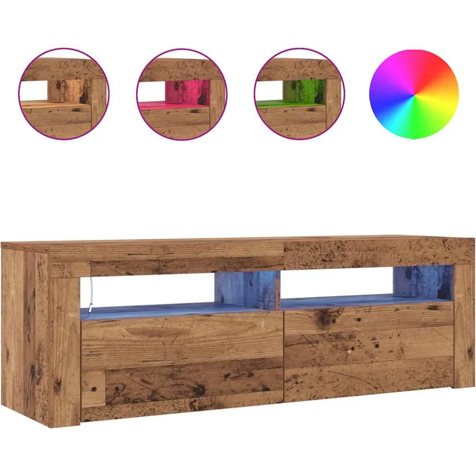 vidaXL Tv-meubel met LED 120x35x40 cm bewerkt hout oud hout bruin, foto 4