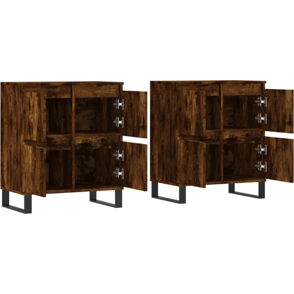 vidaXL Dressoirs 2 st bewerkt hout gerookt eikenkleurig Bruin