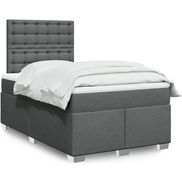 vidaXL Boxspring met matras stof donkergrijs 120x190 cm grijs