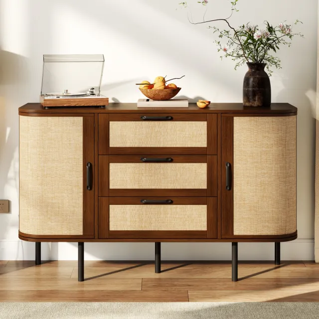 Maisentiel Dressoir met 2 deuren en 3 laden - walnootkleur - MDF - 120 x 40 x 82 cm