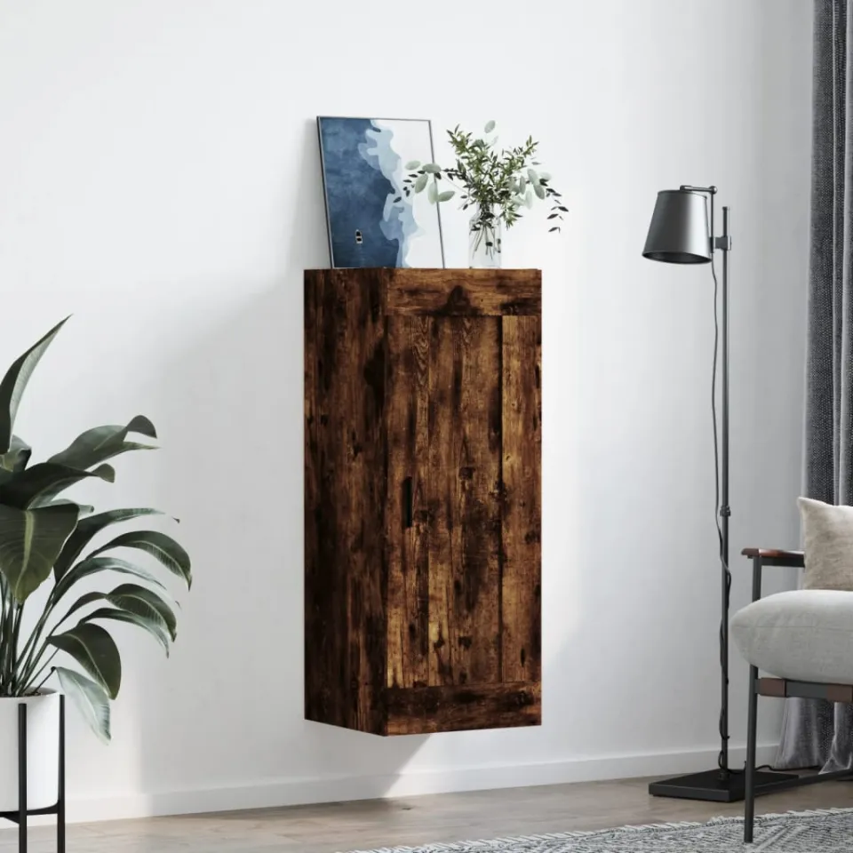 vidaXL Wandkast 34,5x34x90 cm bewerkt hout gerookt eikenkleurig, foto 3